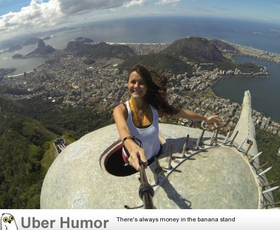 Selfie On The Top Of The Christ The Redeemer Statue Rio De Janeiro