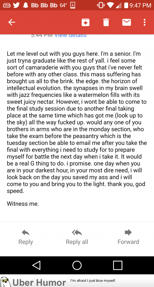 This E-mail from one of my classmates before finals | Funny Pictures, Quotes,  Pics, Photos, Images. Videos of Really Very Cute animals.