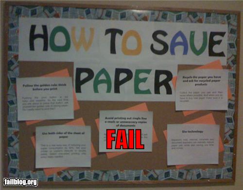epic fail photos - Saving Paper FAIL