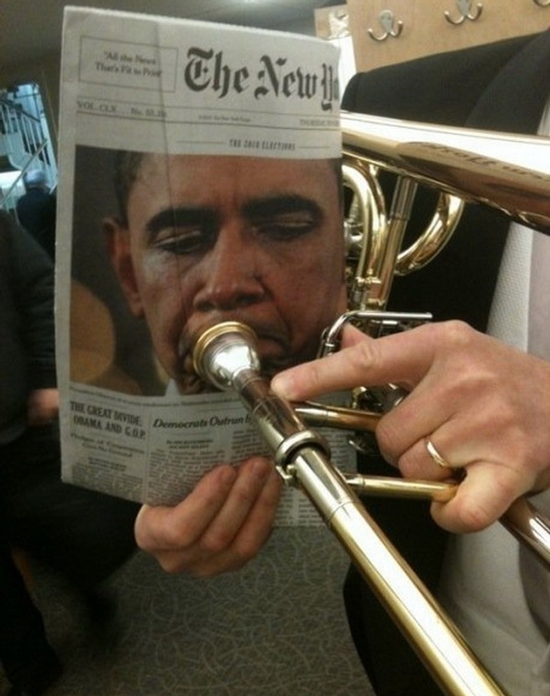 Obama playing trumpet | Funny Pictures, Quotes, Pics, Photos, Images. Videos  of Really Very Cute animals.