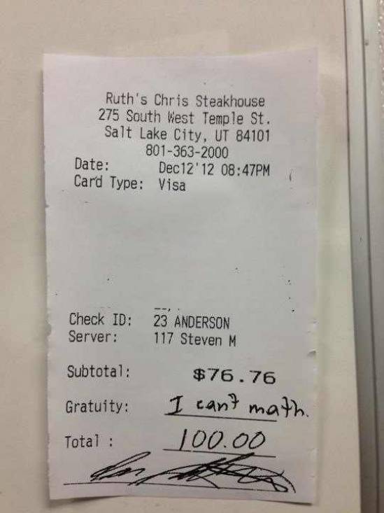 A friend who works in a classy restaurant received this as a tip ...