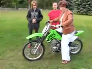 Mom, quit playing with the dirtbike