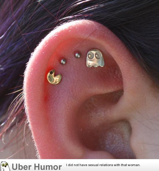 Pac-Man ear piercing | Funny Pictures, Quotes, Pics, Photos, Images. Videos  of Really Very Cute animals.