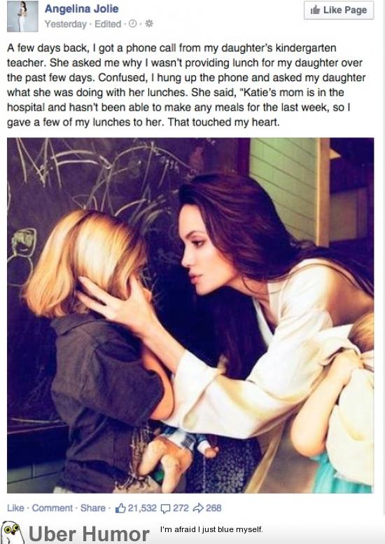 Angelina Jolie has a 100% true story about her altruistic kid | Funny  Pictures, Quotes, Pics, Photos, Images. Videos of Really Very Cute animals.