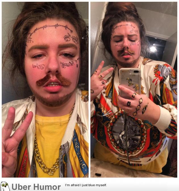 My gfs badass Post Malone costume for Halloween | Funny Pictures, Quotes,  Pics, Photos, Images. Videos of Really Very Cute animals.