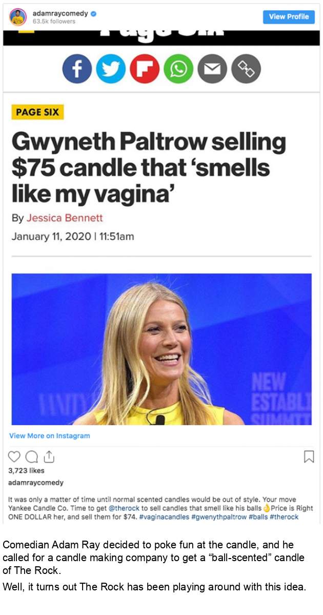 The Rock trolls Gwyneth Paltrow for her vagina scented ...